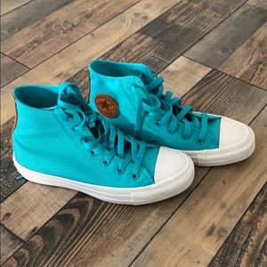 Teal Textured Converse Chuck Taylors High Tops